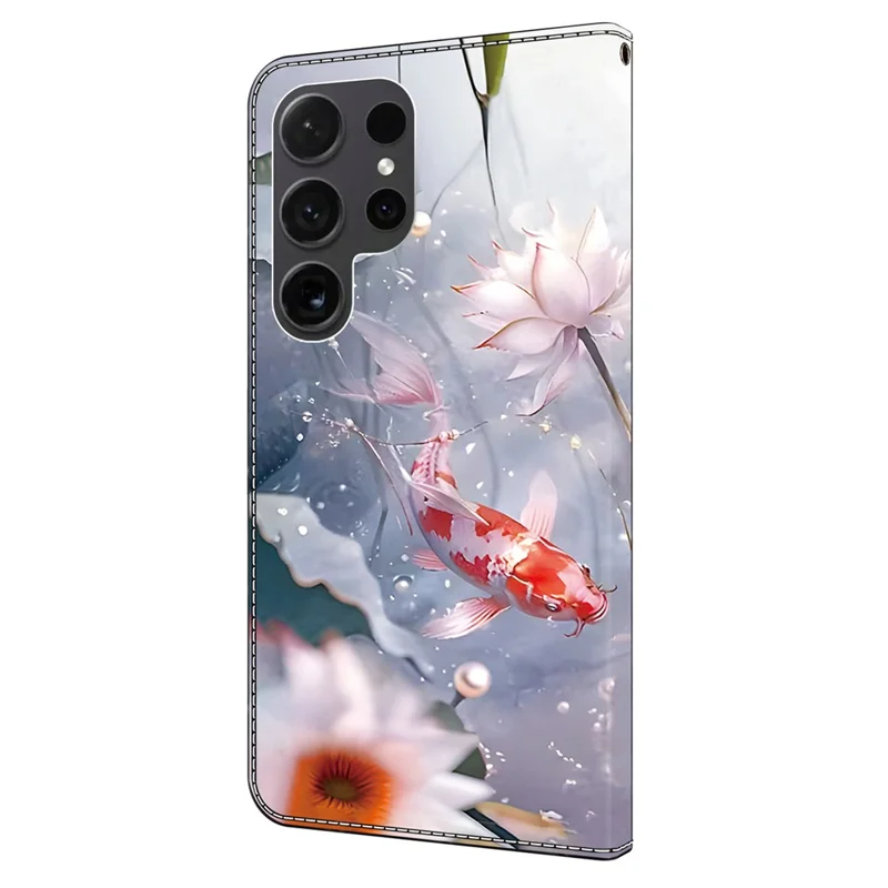 For Samsung Galaxy S24 Ultra Case Pattern PU Leather Full Protection Wallet Phone Cover - Carp