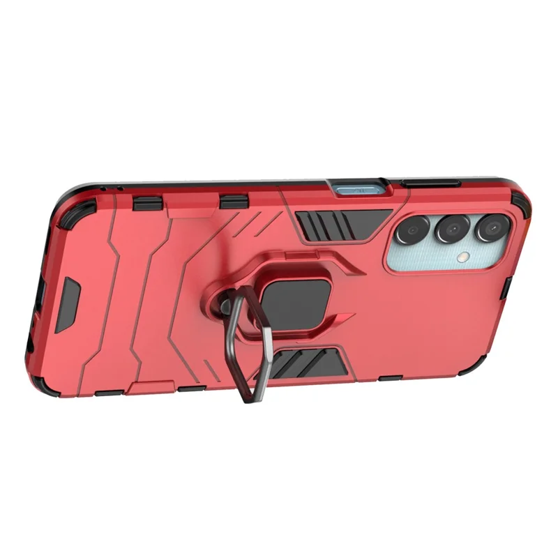 Voor Samsung Galaxy M15 5G hoesje met ringstandaard PC+TPU schokbestendige beschermmontage - Rood