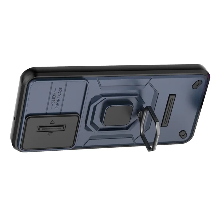 Pour Samsung Galaxy M15 5G Étui avec Coulissant Couvercle de l'appareil photo Anneau Support Béquille PC+TPU Protecteur de téléphone - Bleu