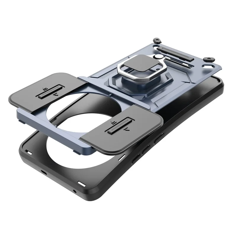 For Realme 12 Pro 5G / 12 Pro+ 5G Case PC+TPU Phone Shell with Slide Lens Cover - Blue