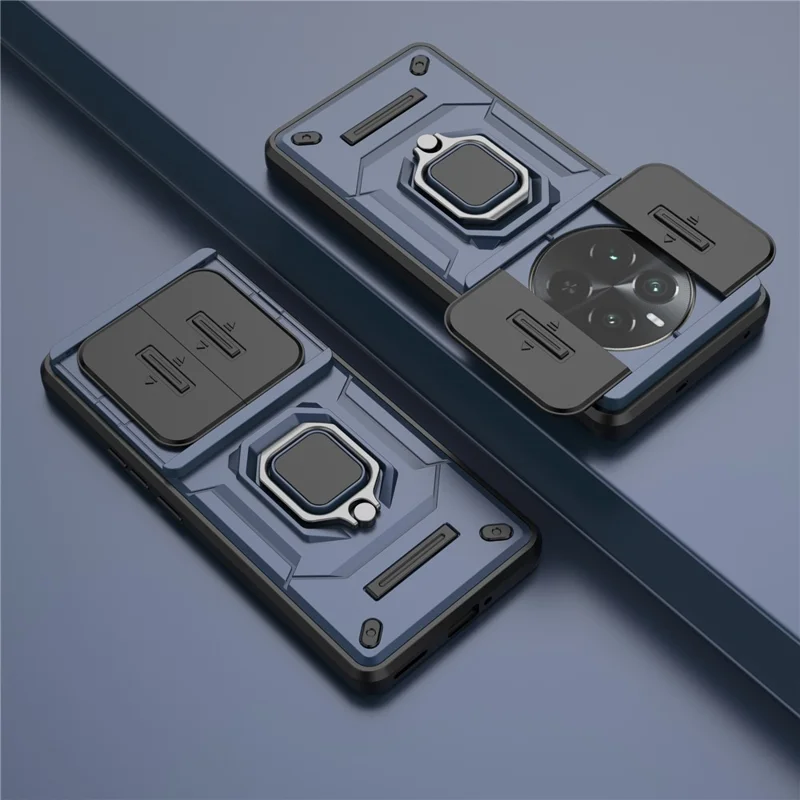 For Realme 12 Pro 5G / 12 Pro+ 5G Case PC+TPU Phone Shell with Slide Lens Cover - Blue