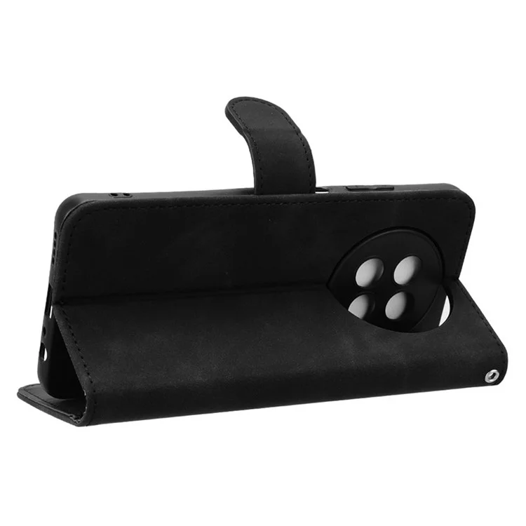Para Realme 12 5G Leather Wallet Case Skin-Touch Folding Stand Phone Cover - Preto