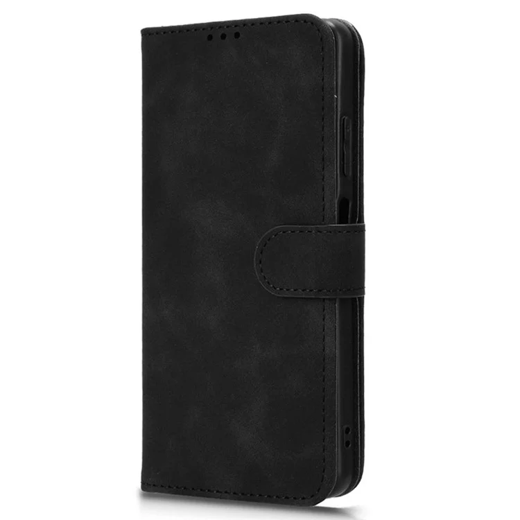 Para Realme 12 5G Leather Wallet Case Skin-Touch Folding Stand Phone Cover - Preto