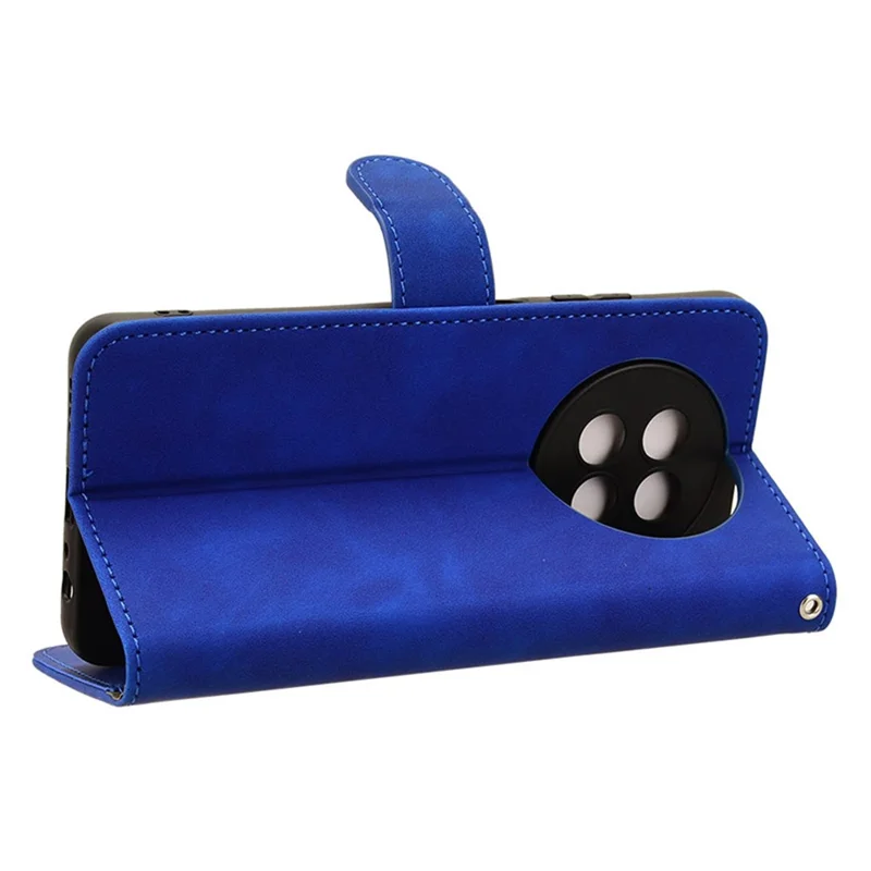 For Realme 12 5G Leather Wallet Case Skin-Touch Folding Stand Phone Cover - Blue