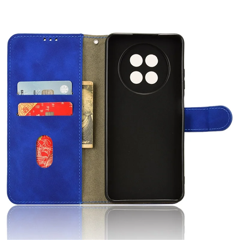 For Realme 12 5G Leather Wallet Case Skin-Touch Folding Stand Phone Cover - Blue
