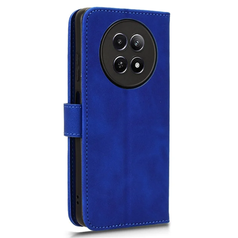 For Realme 12 5G Leather Wallet Case Skin-Touch Folding Stand Phone Cover - Blue