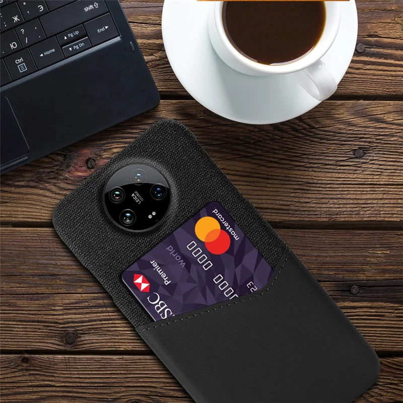 Funda de teléfono para Xiaomi 14 Ultra, con tarjetero de piel PU y PC resistente a los golpes - Negro