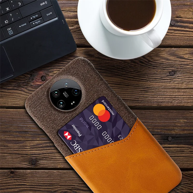 For Xiaomi 14 Ultra Phone Case Card Holder PU Leather+PC Drop-resistant Phone Shell - Orange