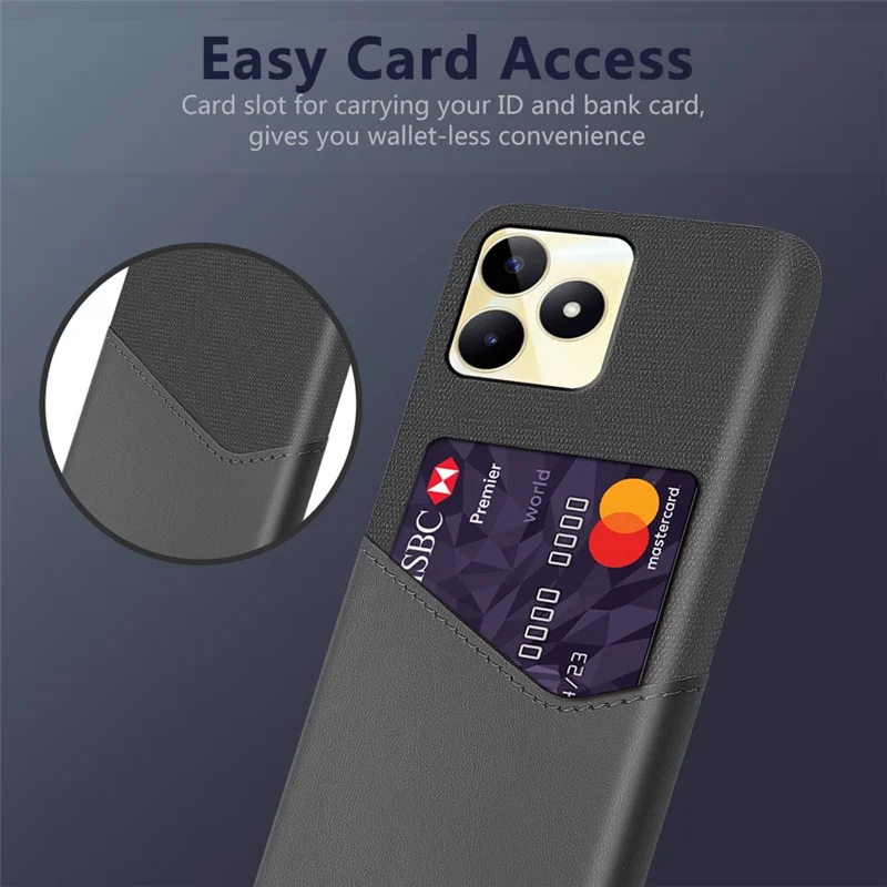 PC+PU Leather Case for Realme Narzo N53 4G Card Holder Phone Shell Anti-Scratch Cover - Grey