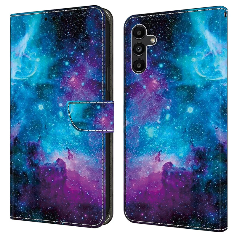 For Samsung Galaxy S23 FE Phone Case Pattern PU Leather Flip Cover with Magnetic Closure - Starry Sky