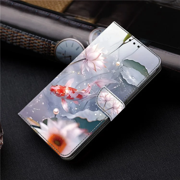 Для Samsung Galaxy A25 5G (Global) (161.0 x 76.5 x 8.3 мм) Чехол-книжка со стойкой из искусственной кожи для сотового телефона - карп
