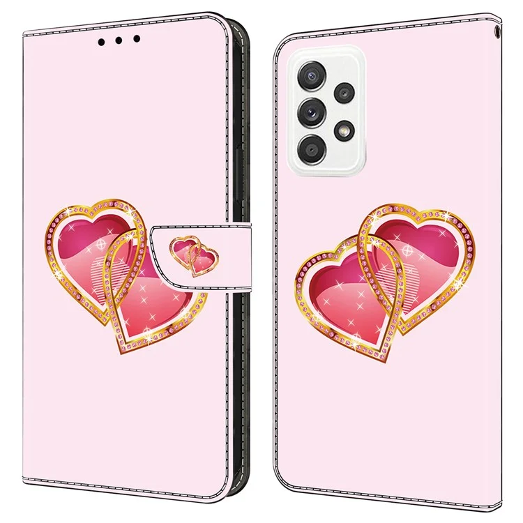 For Samsung Galaxy A23 5G (Global Version) / A23 4G Case Pattern Printing Leather Wallet Phone Cover - Love Heart