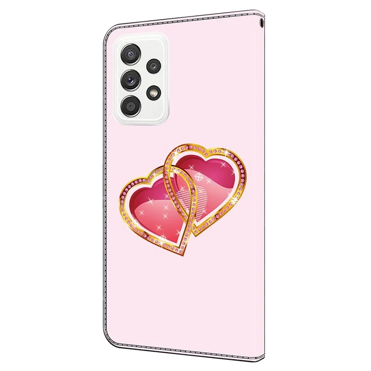 For Samsung Galaxy A23 5G (Global Version) / A23 4G Case Pattern Printing Leather Wallet Phone Cover - Love Heart