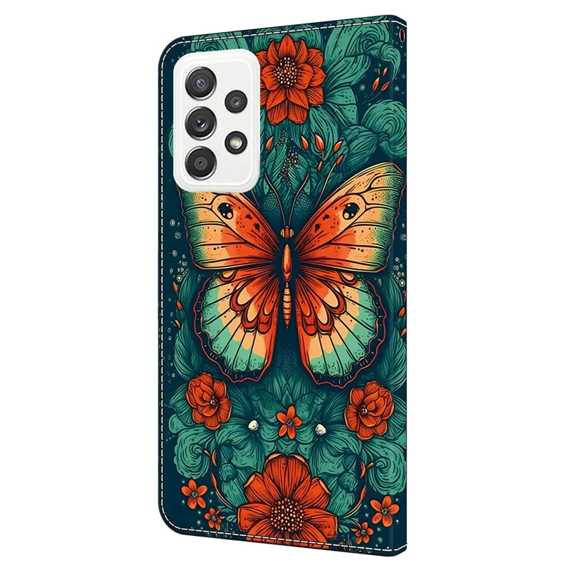 لسامسونج جالكسي A23 5G (النسخة العالمية) / غطاء جراب جلد بطباعة تصميم لجهاز A23 4G - فراشة