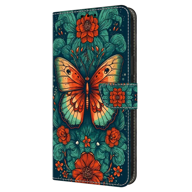 لسامسونج جالكسي A23 5G (النسخة العالمية) / غطاء جراب جلد بطباعة تصميم لجهاز A23 4G - فراشة