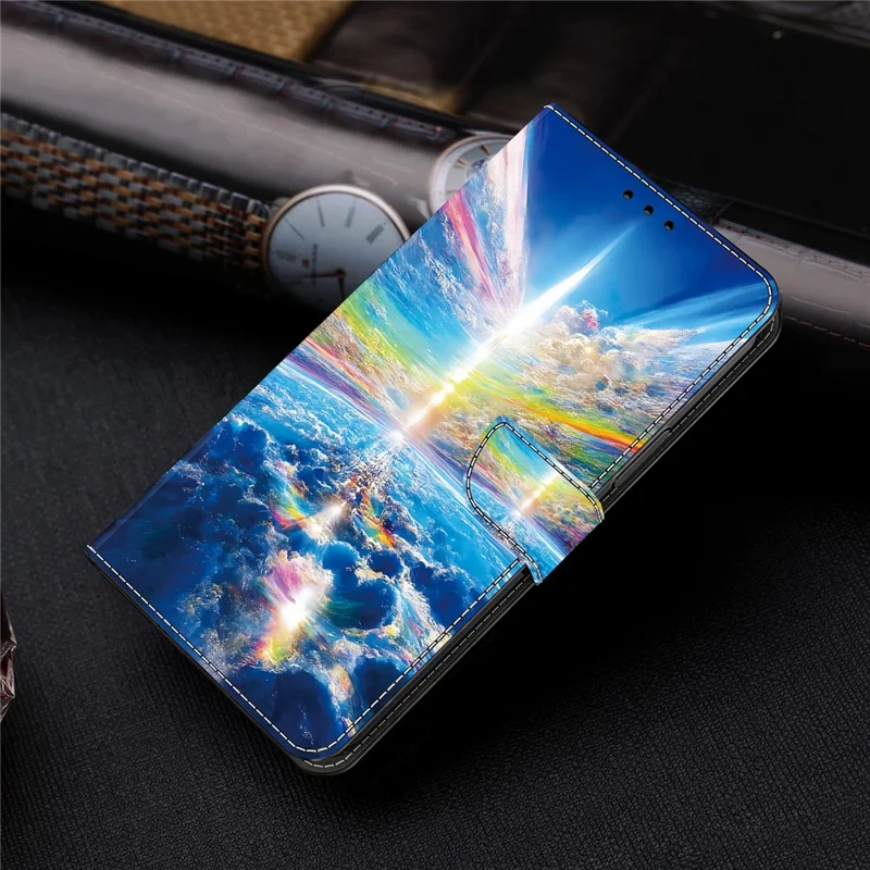 For Samsung Galaxy A23 5G (Global Version) / A23 4G Case Pattern Printing Leather Wallet Phone Cover - Colorful Sky