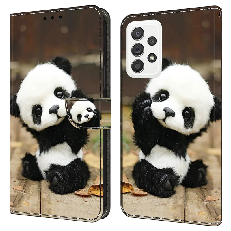 For Samsung Galaxy A23 5G (Global Version) / A23 4G Case Pattern Printing Leather Wallet Phone Cover - Panda