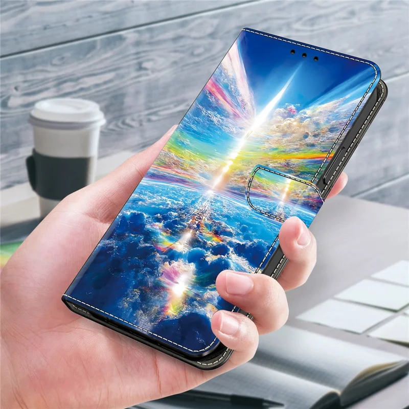 Für Samsung Galaxy A15 4G / 5G Geldbörse Hülle Pu-Leder Gemustert Telefon-Abdeckung - Farbiger Himmel