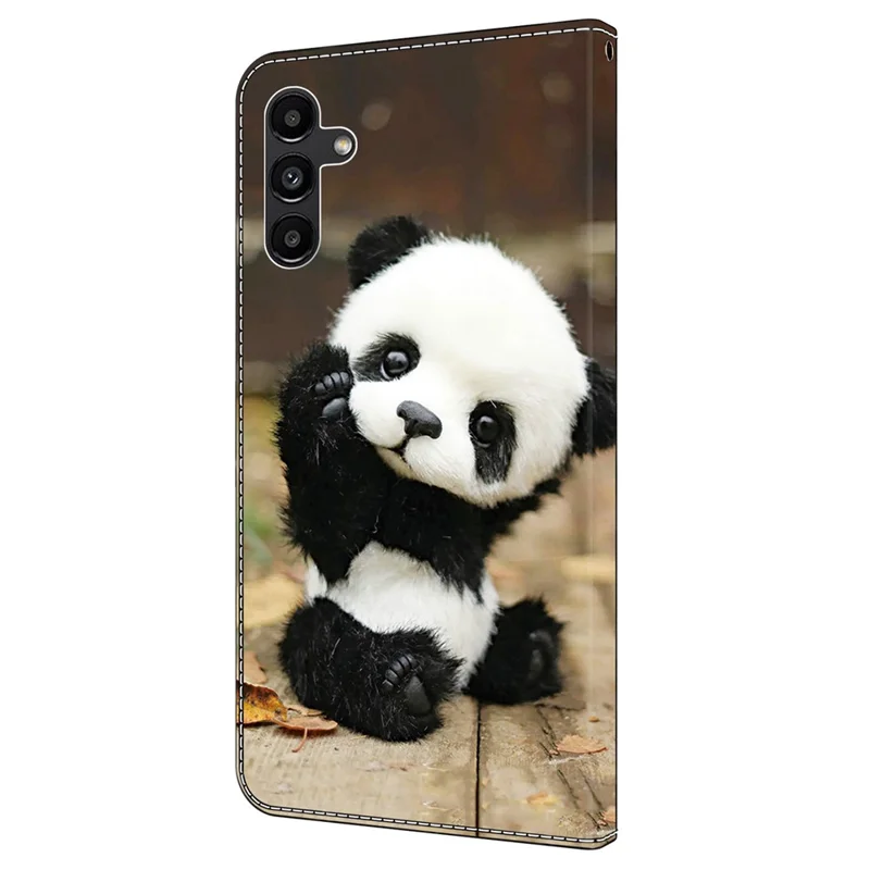 For Samsung Galaxy A15 4G / 5G Wallet Case PU Leather Pattern Printed Phone Cover - Panda