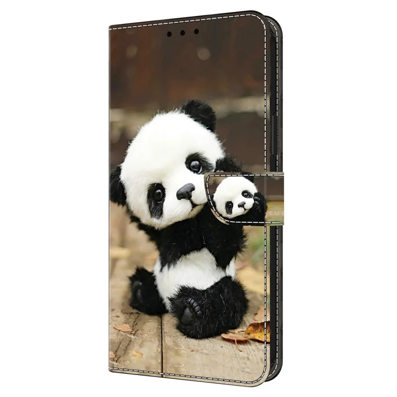 For Samsung Galaxy A15 4G / 5G Wallet Case PU Leather Pattern Printed Phone Cover - Panda