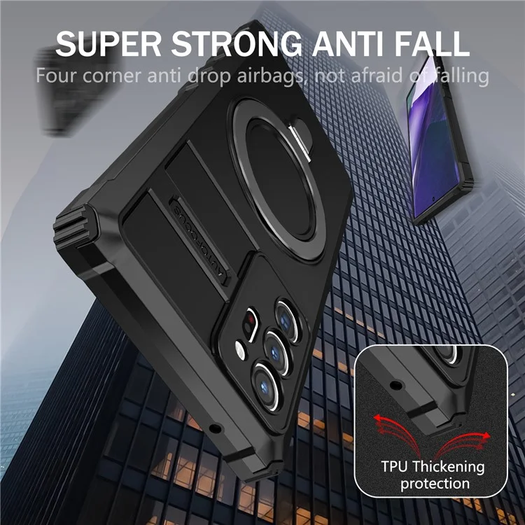 Para Samsung Galaxy Note20 Ultra / Note20 Ultra 5G Case PC+TPU Kickstand Capa Magnética do Telefone - Preto