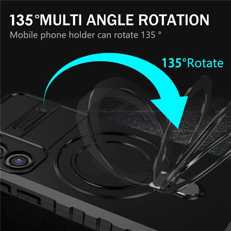 For Samsung Galaxy S23 FE PC+TPU Case Shockproof Kickstand Phone Cover Compatible with MagSafe - Black
