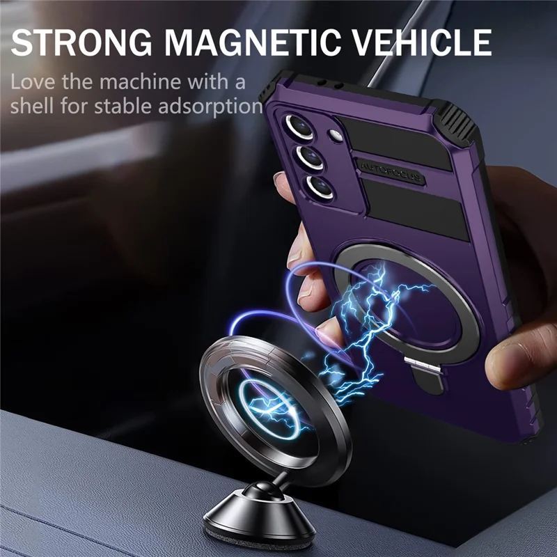 For Samsung Galaxy S21+ 5G Shockproof Case Kickstand PC+TPU Phone Cover Magnetic Case - Purple
