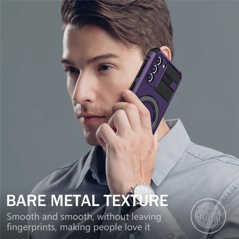 For Samsung Galaxy S21+ 5G Shockproof Case Kickstand PC+TPU Phone Cover Magnetic Case - Purple