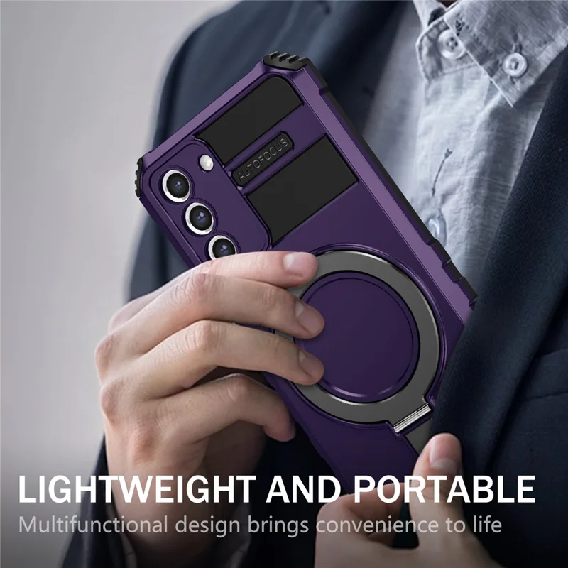 For Samsung Galaxy S21+ 5G Shockproof Case Kickstand PC+TPU Phone Cover Magnetic Case - Purple