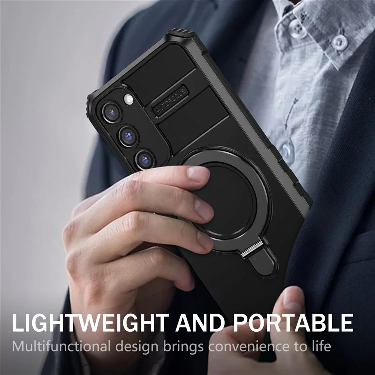 For Samsung Galaxy S23 Case Compatible with MagSafe Kickstand PC+TPU Phone Cover - Black