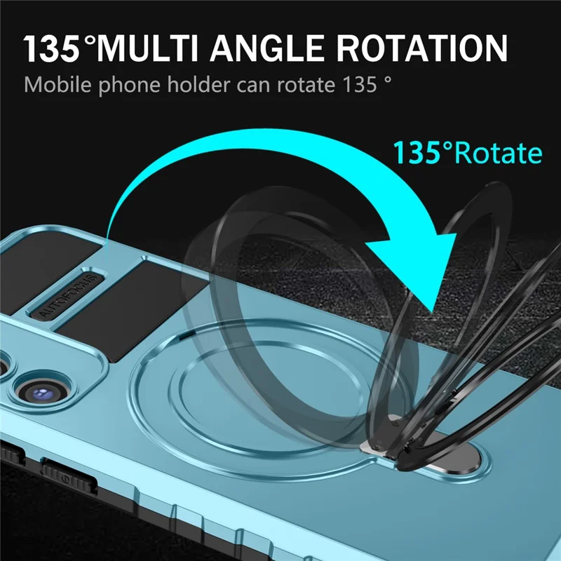 For Samsung Galaxy S23 Magnetic Case Kickstand PC+TPU Phone Cover - Sky Blue