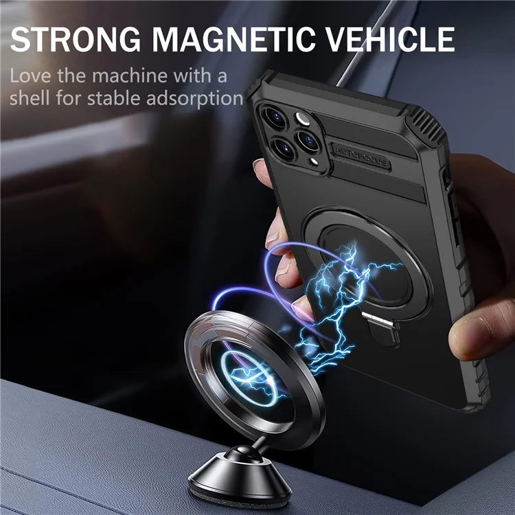 Für iPhone 11 Pro Max Hülle Ständer PC+TPU Handyhülle kompatibel mit MagSafe - Schwarz