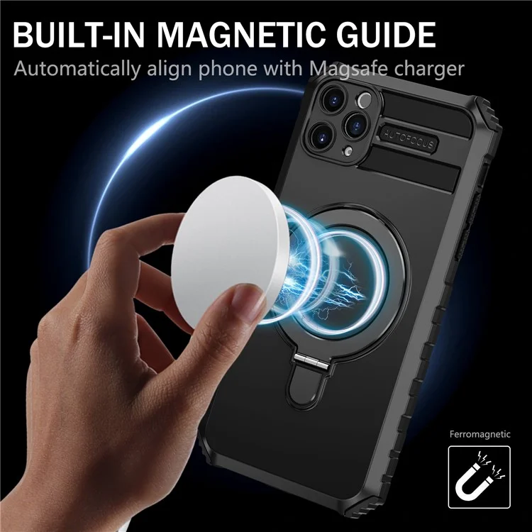 Für iPhone 11 Pro Max Hülle Ständer PC+TPU Handyhülle kompatibel mit MagSafe - Schwarz