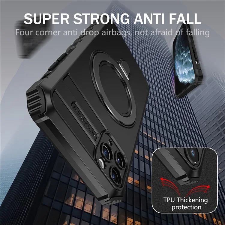 Für iPhone 11 Pro Max Hülle Ständer PC+TPU Handyhülle kompatibel mit MagSafe - Schwarz