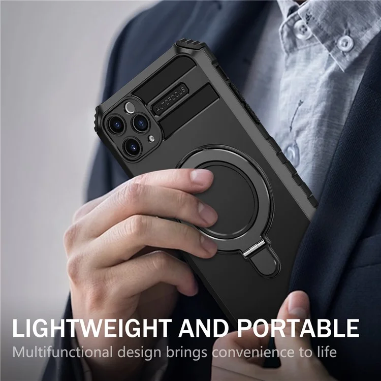 Für iPhone 11 Pro Max Hülle Ständer PC+TPU Handyhülle kompatibel mit MagSafe - Schwarz