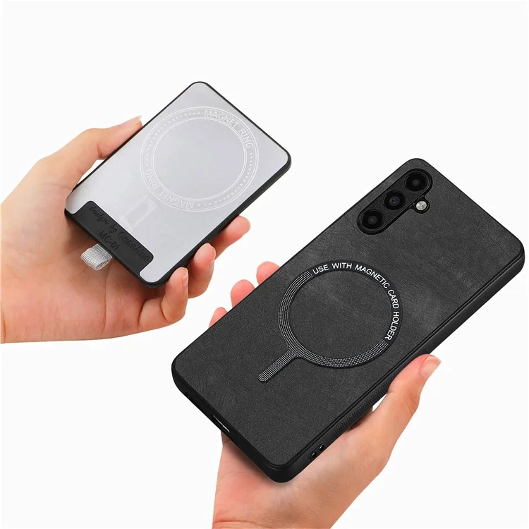 D7 Für Samsung Galaxy A34 5G Kickstand Case Abnehmbare Kartensteckplatz Magnetisches Handyhülle - Schwarz