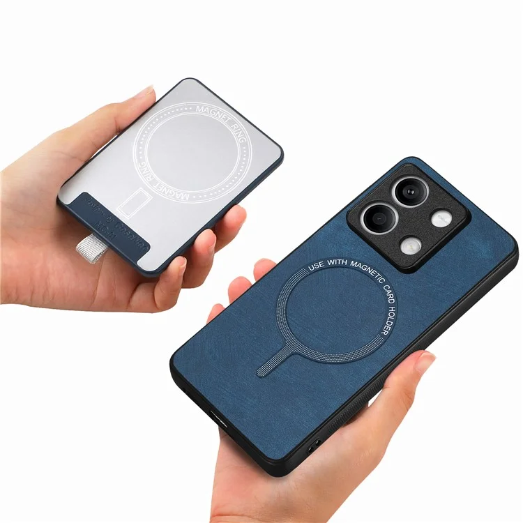 D7 Para Xiaomi Redmi Note 13 5G Case Ring Holder PU Leather 2-in-1 Destacável Back Cover - Azul