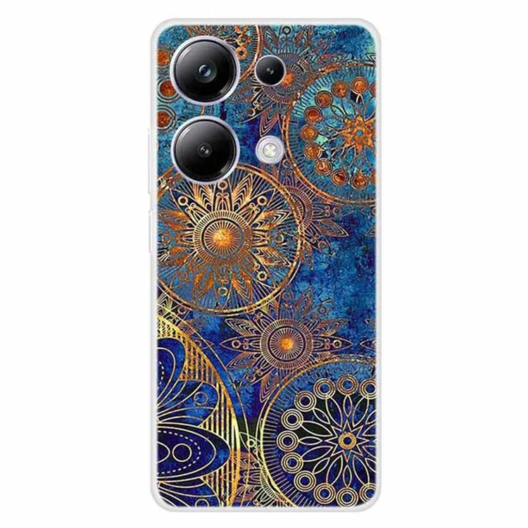 Para Xiaomi Redmi Note 13 Pro 4G / Poco M6 Pro 4G Case TPU Impressão de padrão Capa de telefone - Flor dourada