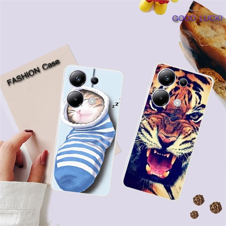 Para Xiaomi Redmi Note 13 Pro 4G / Poco M6 Pro 4G Case TPU Impressão de padrão Capa de telefone - Flor dourada