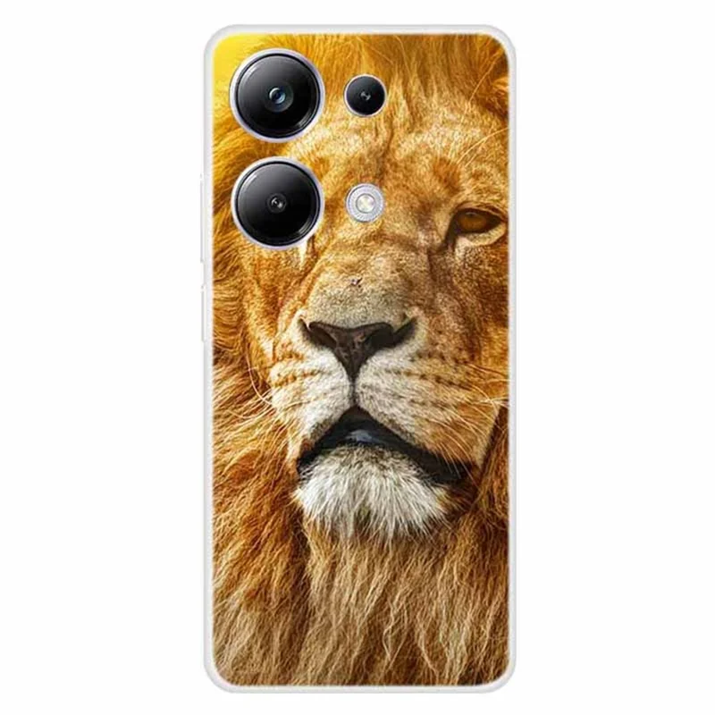 For Xiaomi Redmi Note 13 Pro 4G / Poco M6 Pro 4G Case TPU Pattern Printing Phone Cover - Lion