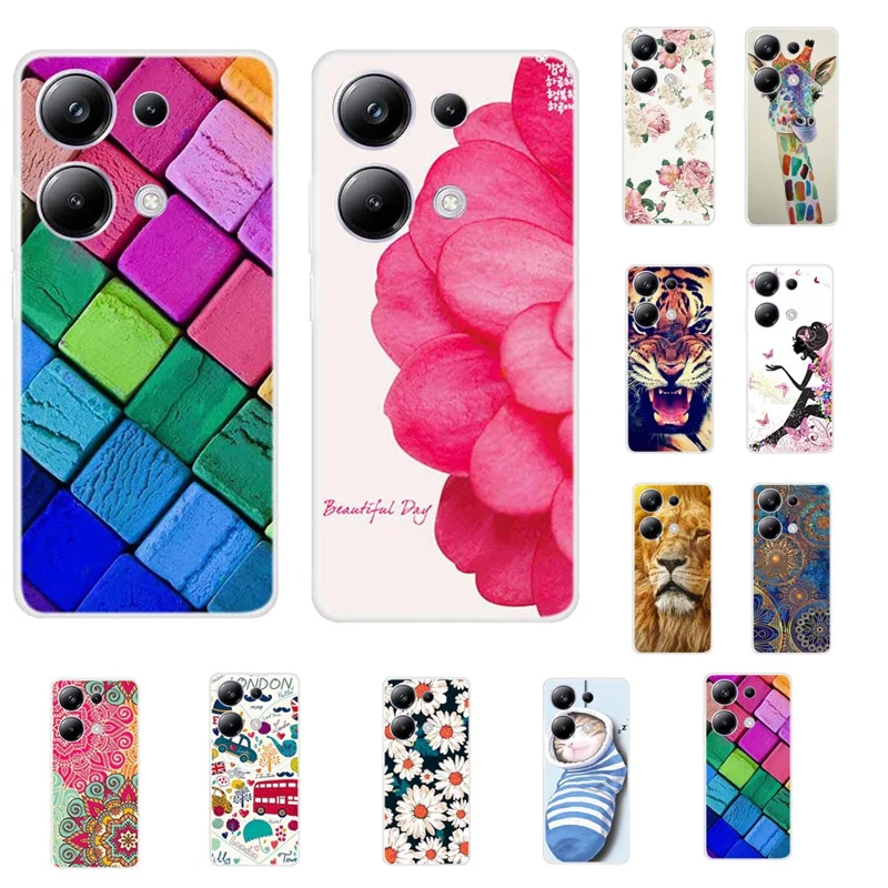 Für Xiaomi Redmi Note 13 Pro 4G / Poco M6 Pro 4G Fall TPU Muster Drucken Telefon Abdeckung - Blumen