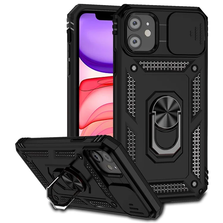 Чехол для iPhone 11 с защитой камеры и подставкой, черный