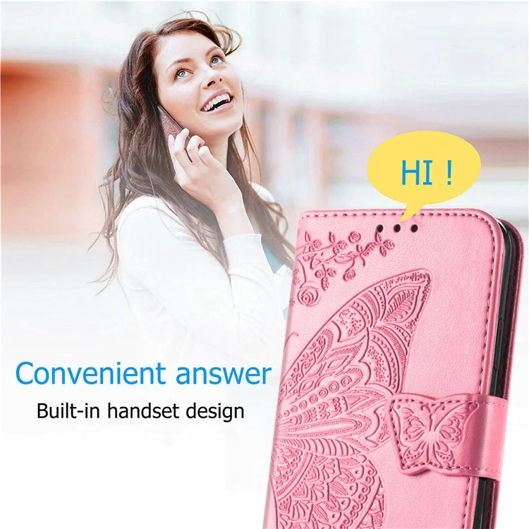 Para Realme 12 4G / 12+ 5G Funda Mariposa Impresa Tapa de Teléfono de Cuero de PU - Rosa