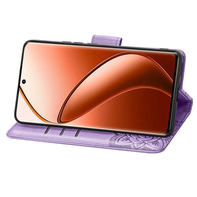 For Realme 12 Pro 5G / 12 Pro+ 5G Wallet Case Butterfly Pattern Leather Stand Phone Cover - Light Purple