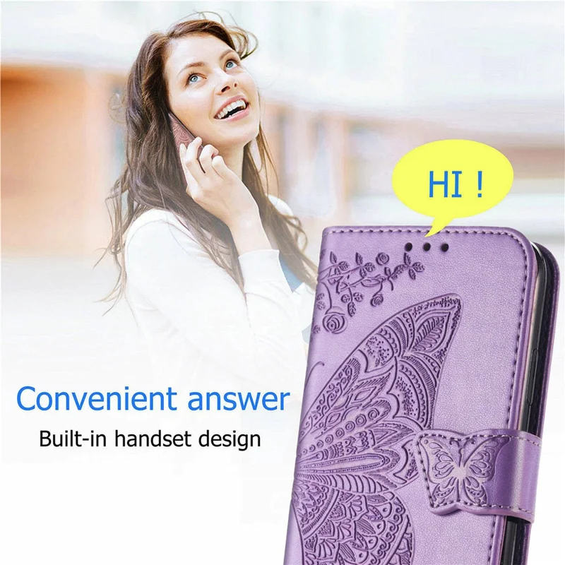 For Realme 12 Pro 5G / 12 Pro+ 5G Wallet Case Butterfly Pattern Leather Stand Phone Cover - Light Purple