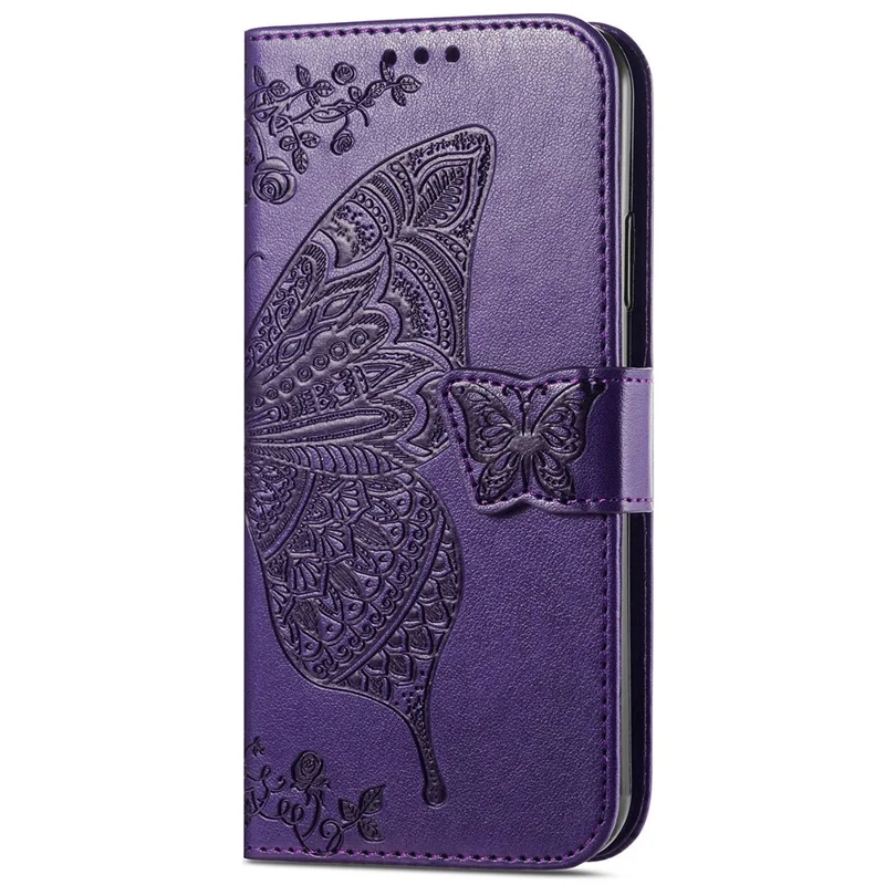 Pour Realme 12 5G Étui Papillon Imprimé Étui Magnétique Flip Stand Phone Cover - Violet Foncé
