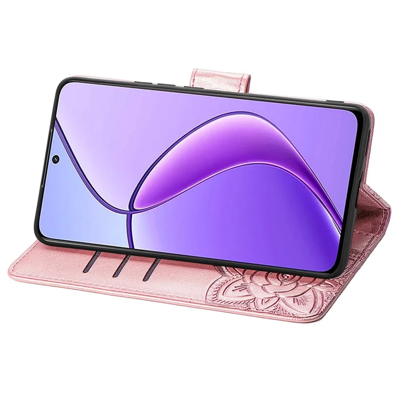 Per il caso Realme 12 5G Farfalla Impresso Custodia in pelle PU Flip Stand Magnetico Custodia per telefono - Rose Gold