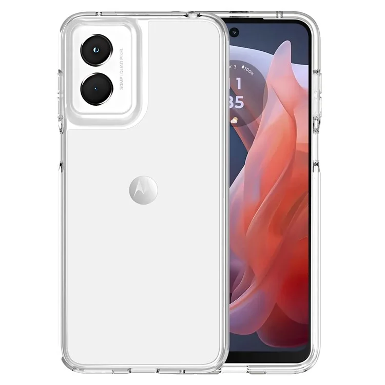 For Motorola Moto G Play (2024) 4G Cell Phone Case TPU+PC Clear Phone Back Cover - Transparent White