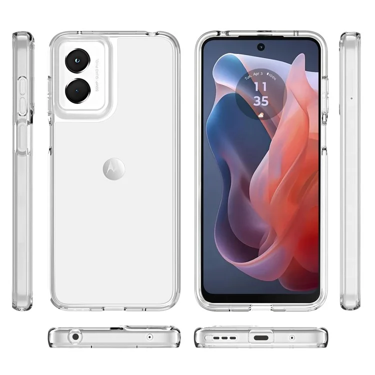 For Motorola Moto G Play (2024) 4G Cell Phone Case TPU+PC Clear Phone Back Cover - Transparent White