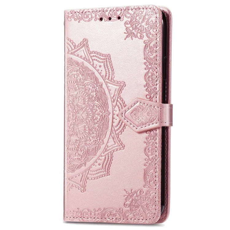 For Realme 12 Pro 5G / 12 Pro+ 5G Case Mandala Embossment Wallet Phone Leather Cover - Rose Gold